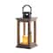 10.75" Lodge Wooden Lantern with LED Candle